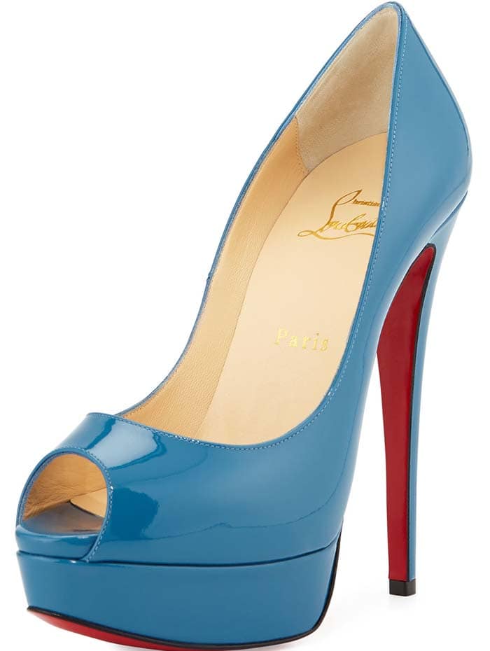 Christian Louboutin 'Lady Peep' Patent Red Sole Pump in Blue