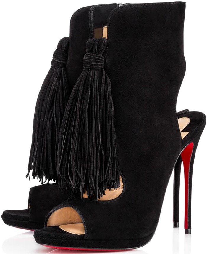 Christian Louboutin 'Ottoka' Fringe Sandal in Black