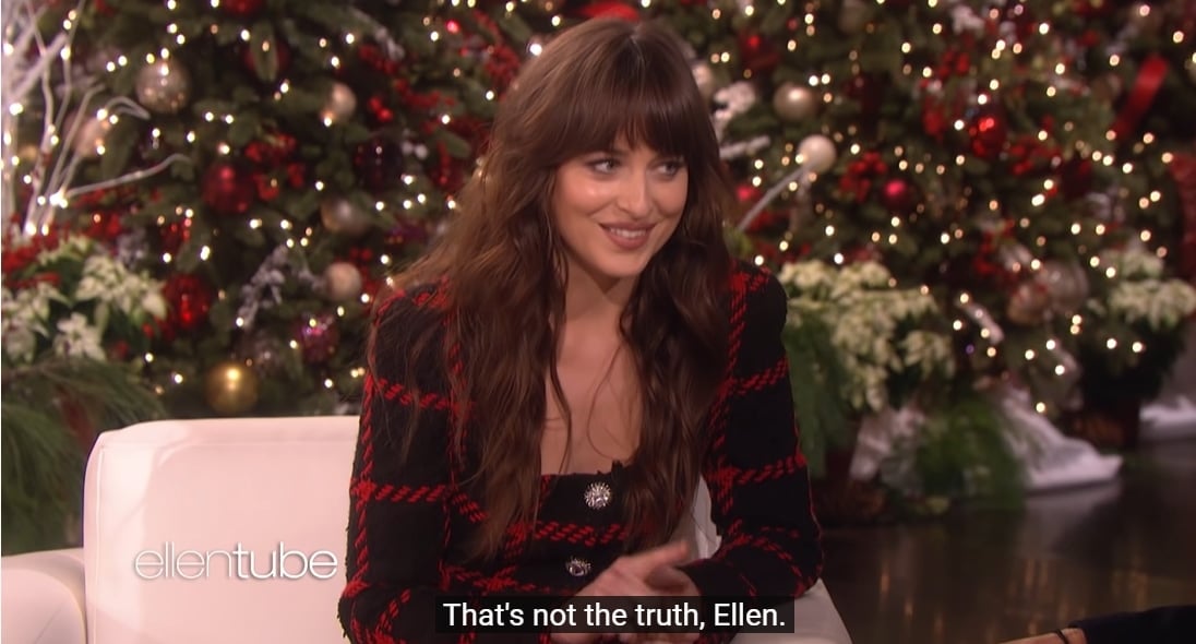 Dakota Johnson accuses Ellen DeGeneres of not telling the truth on an episode of The Ellen DeGeneres Show