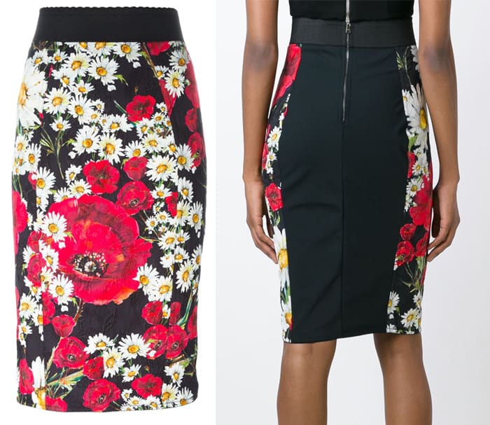 Dolce & Gabbana Daisy and Poppy Print Skirt