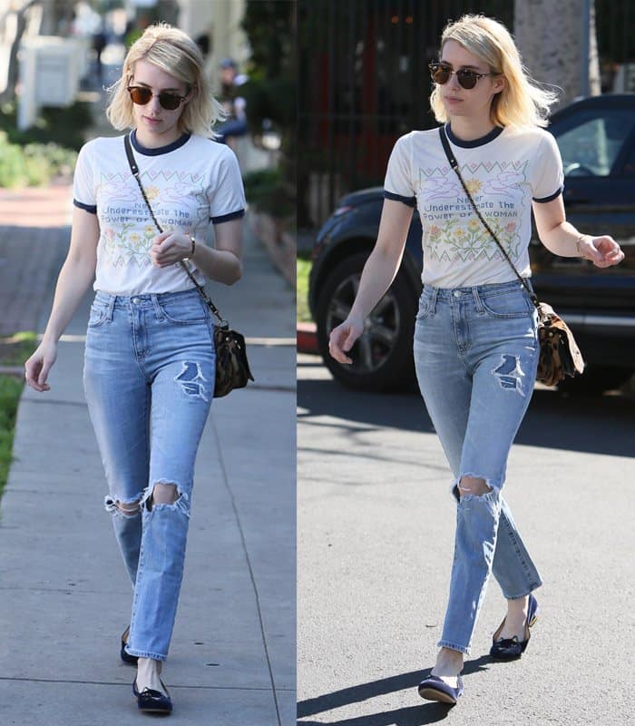 Emma Roberts leaving Nine Zero One Salon with new hair extensions
