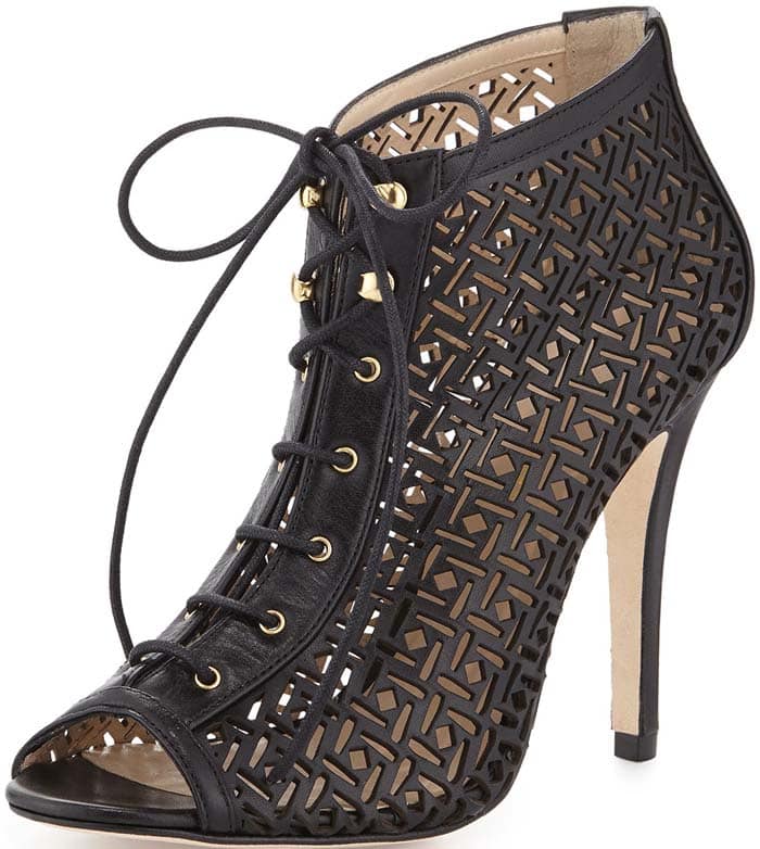 Etienne Aigner Perforated Lace-Up Bootie in Black