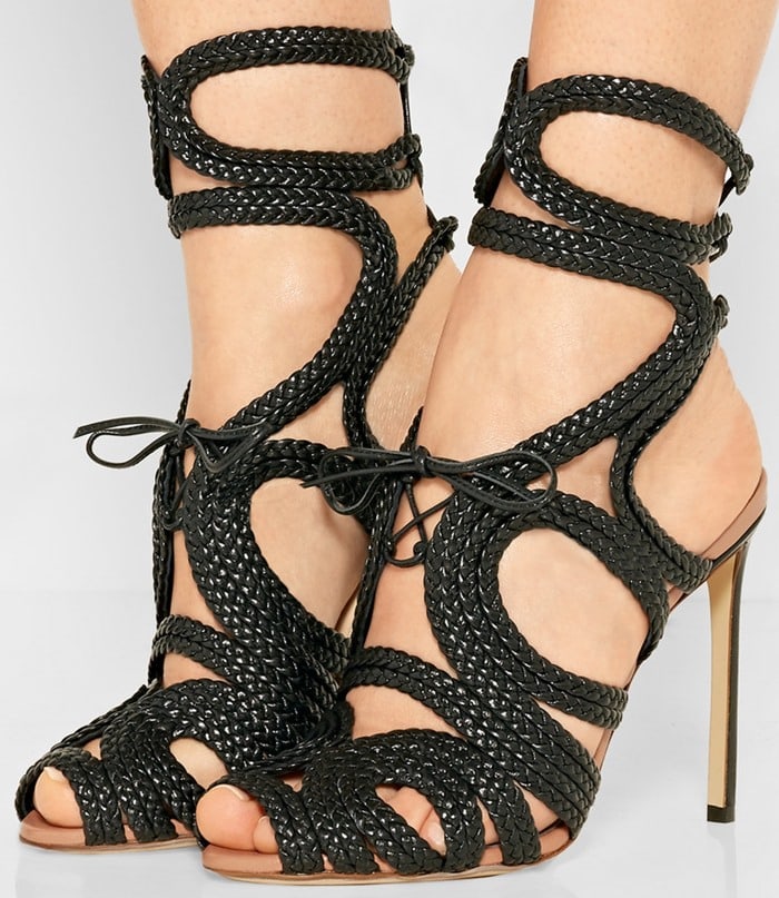 Francesco Russo Braided patent-leather sandal