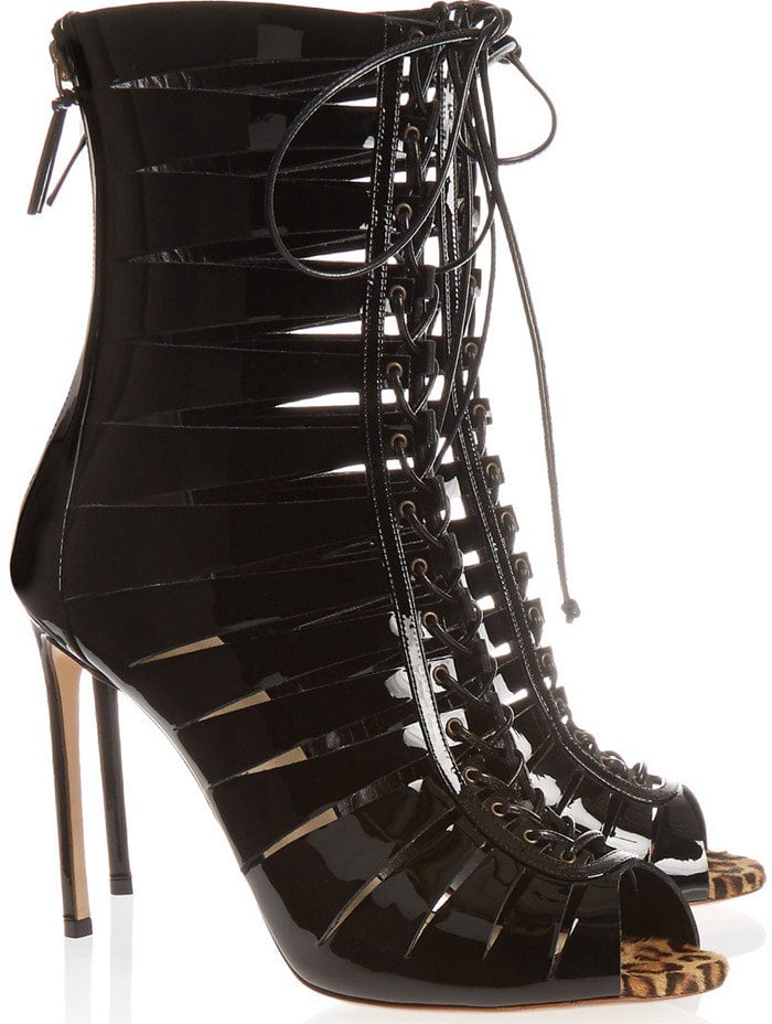 Francesco Russo Lace-up patent-leather sandal