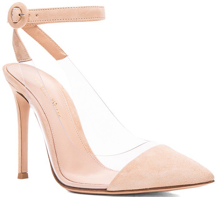 Gianvito Rossi Suede Plexi Slingback Pumps