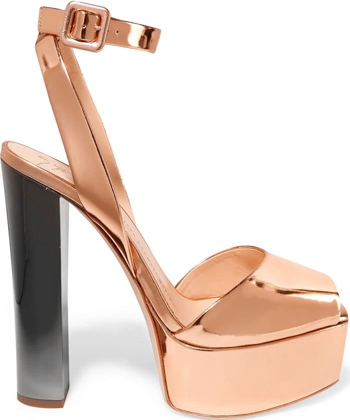 Giuseppe Zanotti's bronze mirrored-leather platform sandals will transform any outfit instantly