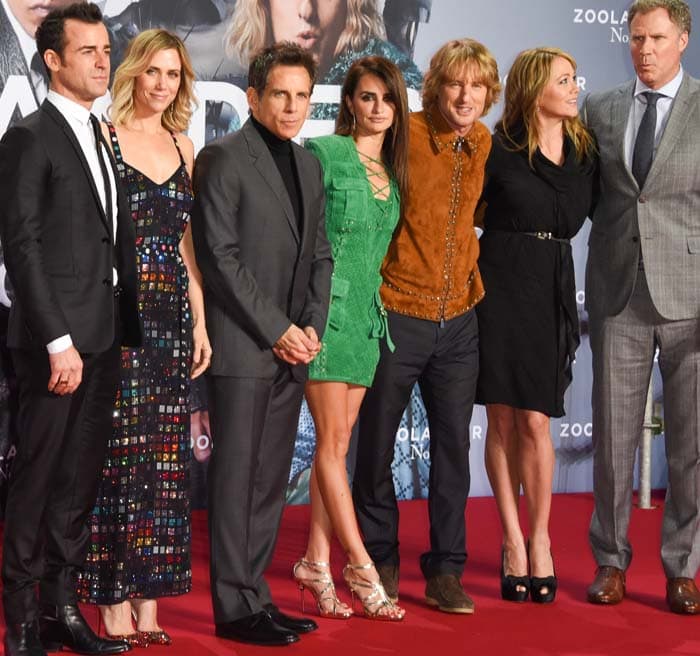 Justin Theroux, Kristen Wiig, Ben Stiller, Penelope Cruz, Owen Wilson, Christine Taylor, and Will Ferrell attend the Berlin fan screening of the film 'Zoolander No. 2'