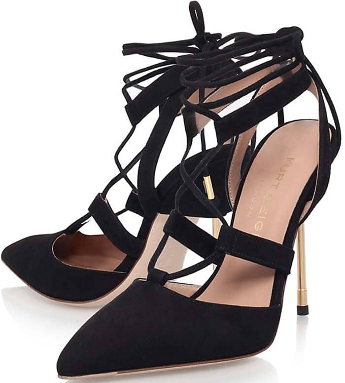 Kurt Geiger 'Barnes' Lace Up Stiletto Court Shoes in Black Suede