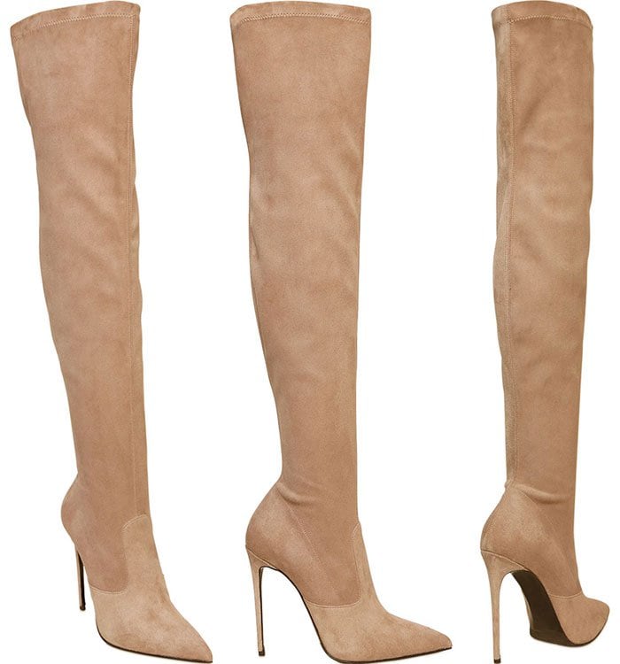 Eva Longoria Wearing Suede Le Silla Thigh-High Boots