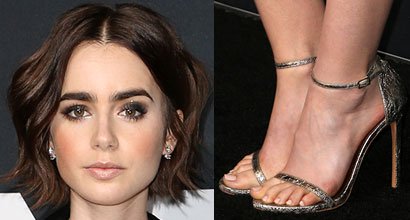 Lily Collins Flashes Flawless Legs in Gold Mini Dress at Palladium Event