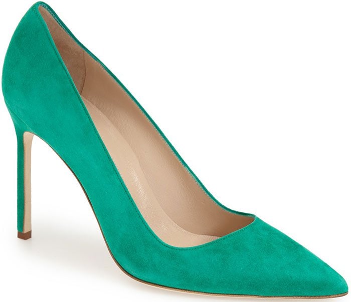 Green Manolo Blahnik BB Pointy Toe Pumps