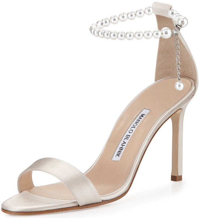 Manolo Blahnik 'Chaos' Pearl-Ankle-Strap Sandals