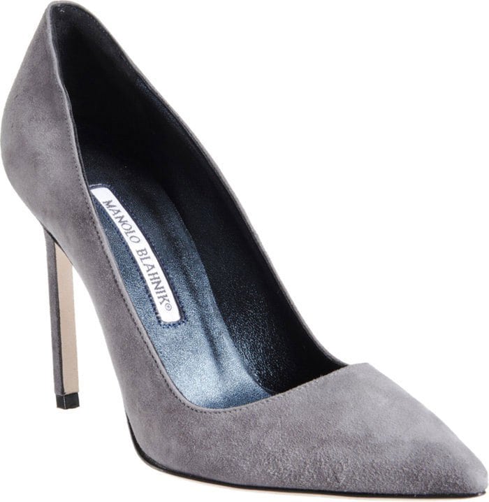 Gray Manolo Blahnik BB Pointy Toe Pumps