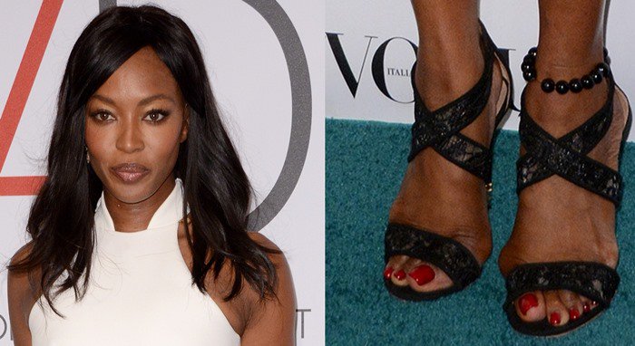 Naomi Campbell shows off her feet at the Fashion for Development 5th Annual Official First Ladies Luncheon