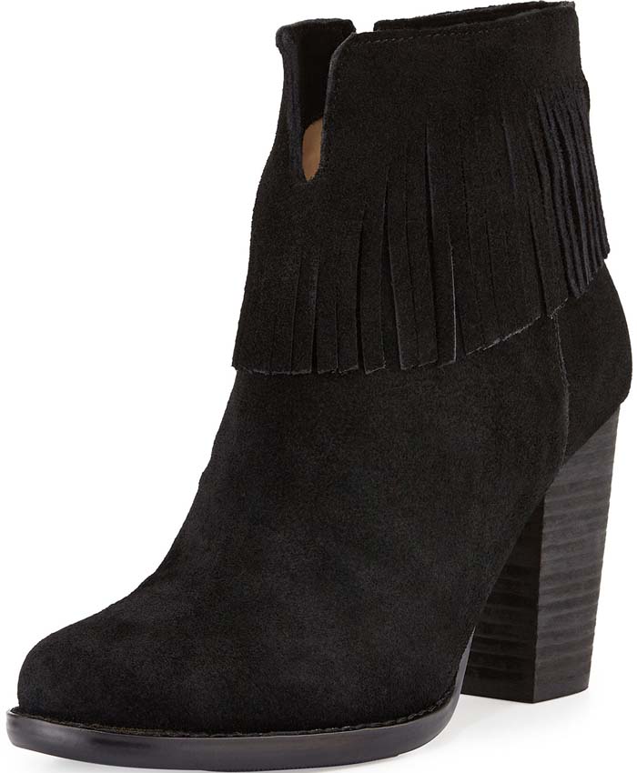 'Avale' Suede Fringe Bootie in Black