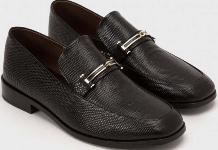 Newbark 'Melanie' Leather Loafer Black Lizard