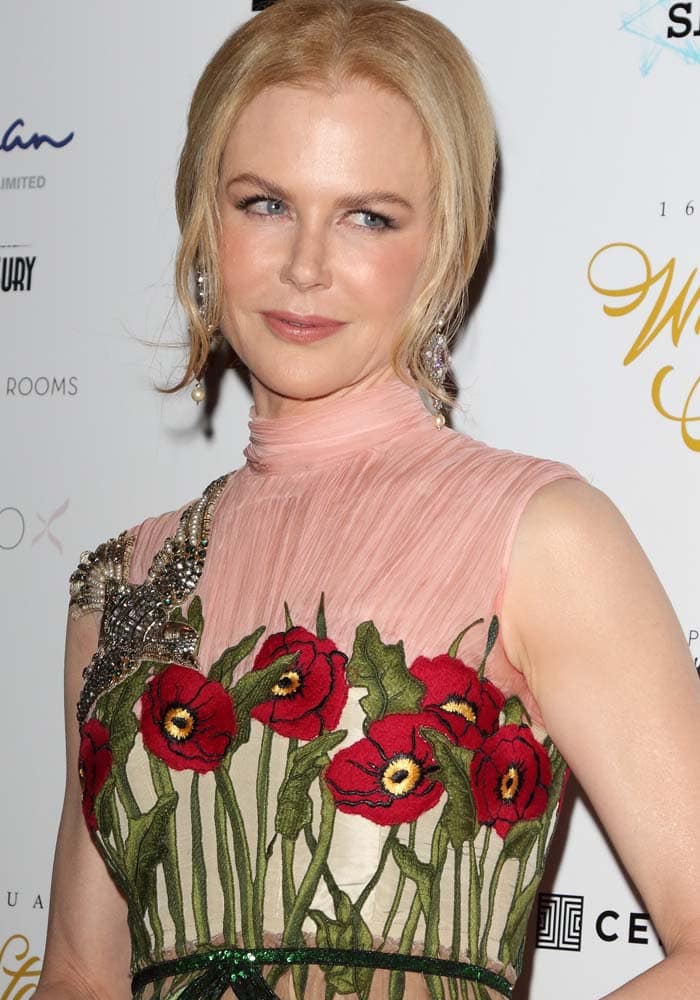 Nicole Kidman wears her hair up at the Whatsonstage Theatre Awards