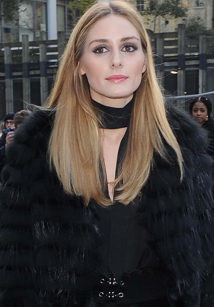 Olivia Palermo wears her hair down at the Christopher Kane show