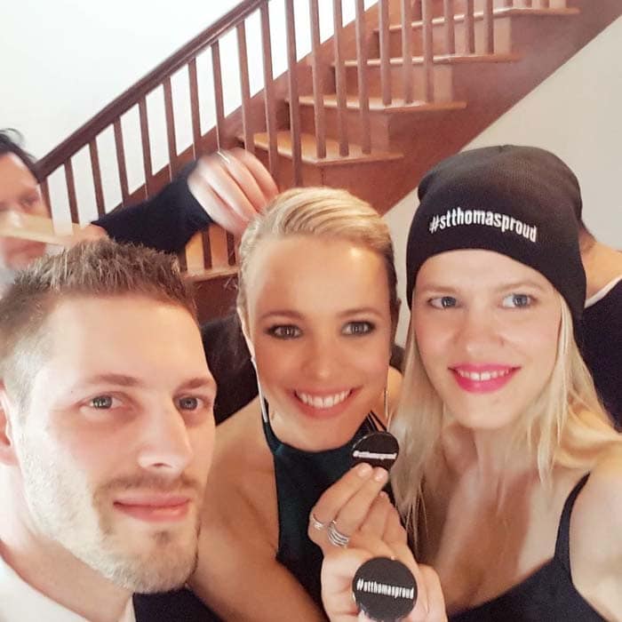 Rachel McAdams with her younger sister, make-up artist Kayleen McAdams, and her younger brother, personal trainer Daniel "Dan" McAdams