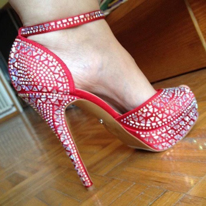 Red Thalia Sodi 'Flor' Embellished Platform Dress Sandals