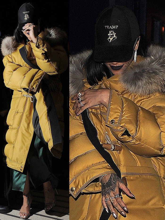 Rihanna stepping out after celebrating the 2016 BRIT Awards after-party at the Tramp nightclub in London