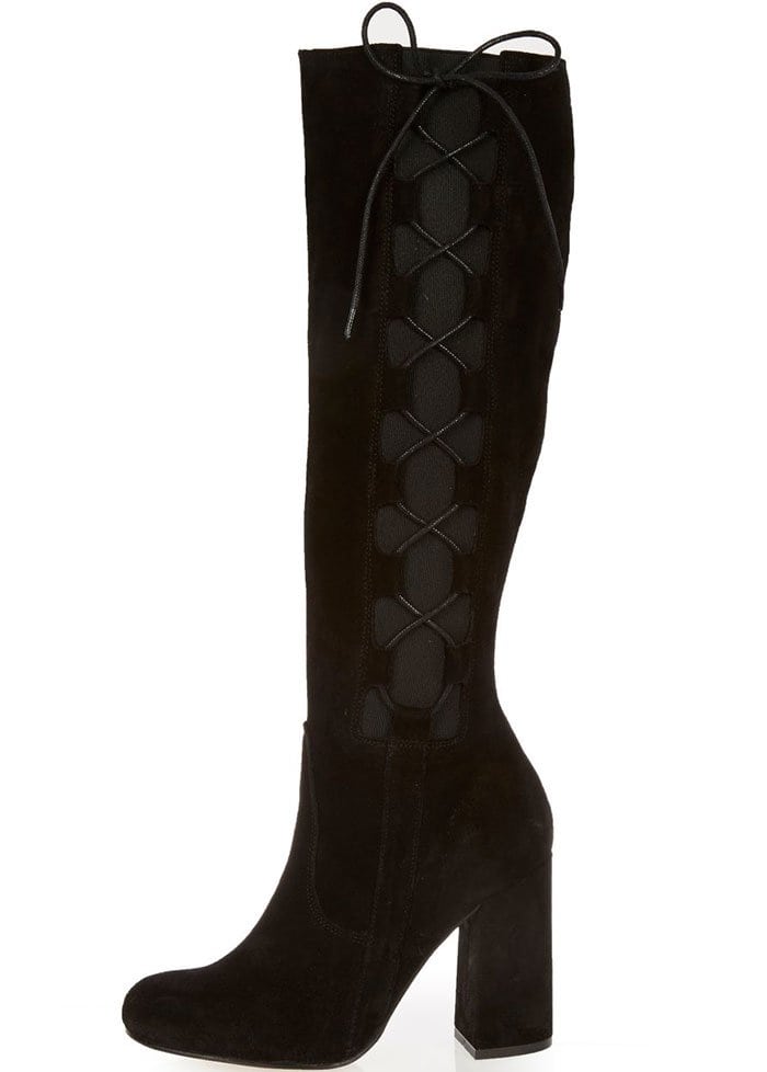 River Island Knee-High Lace-Up Boots Black