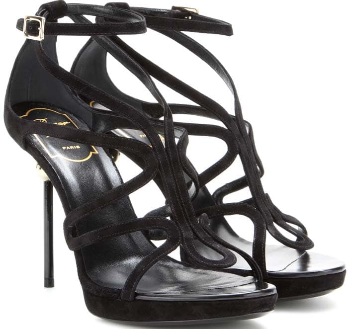 Black Roger Vivier 'Ondulation' Suede Sandals