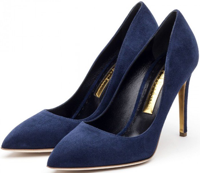 Rupert Sanderson "Malory" Suede Pumps in Navy