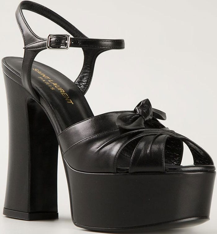 Black Leather Saint Laurent "Candy" Platform Sandals