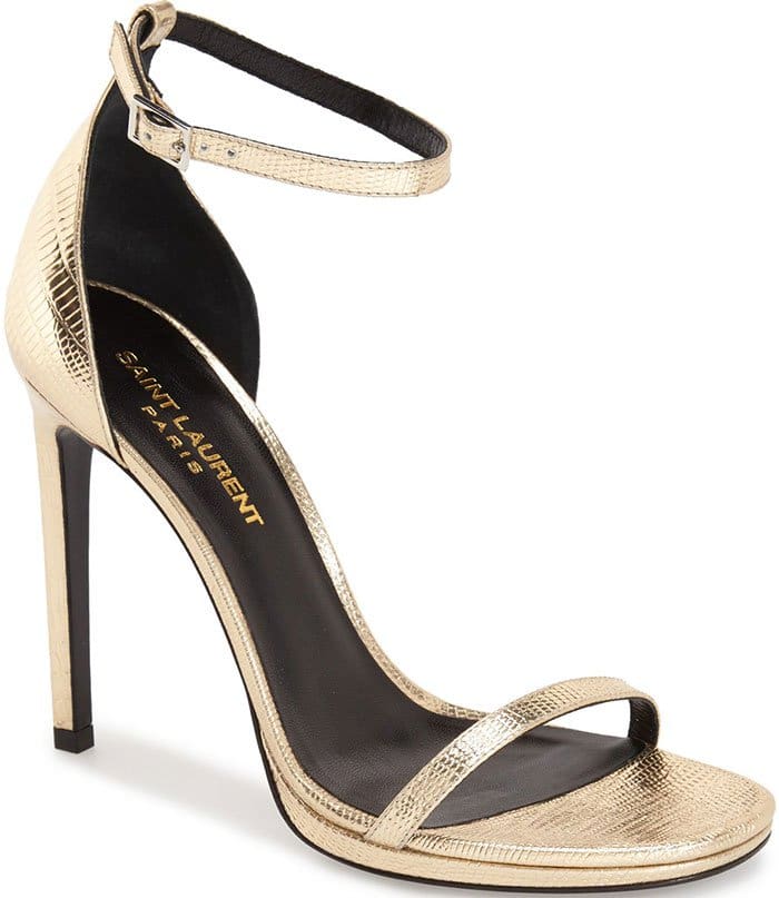 Saint Laurent Jane Ankle Strap Sandals Gold