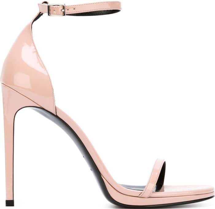 Saint Laurent Jane Patent Ankle Wrap Sandals Rose Pink