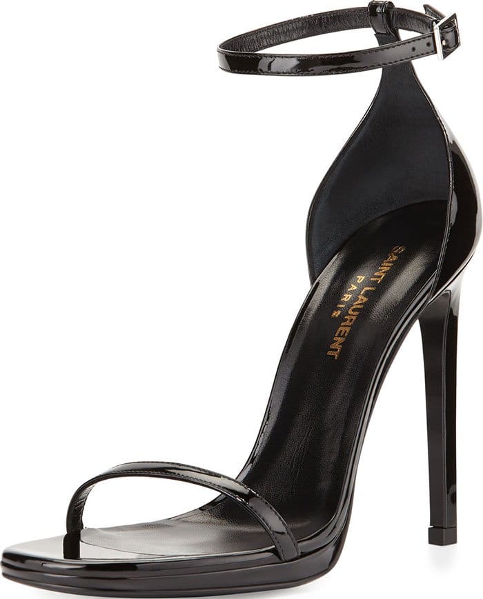 Saint Laurent Jane Patent Ankle Wrap Sandals