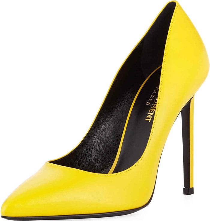 Saint-Laurent-Paris-Yellow-Leather-Pumps