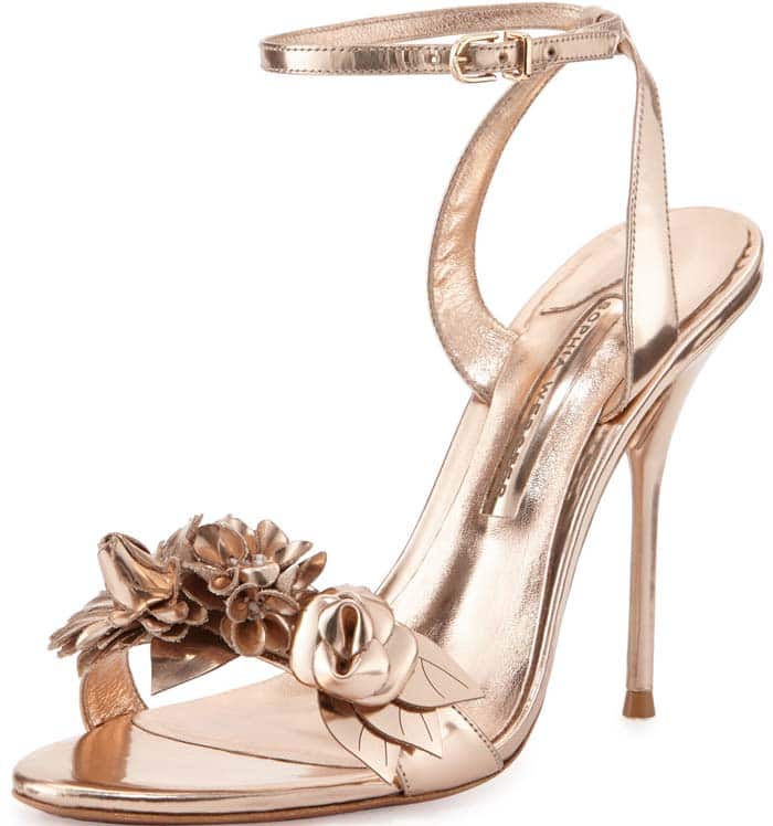 Sophia Webster 'Lilico' Floral Leather Sandal in Rose Gold