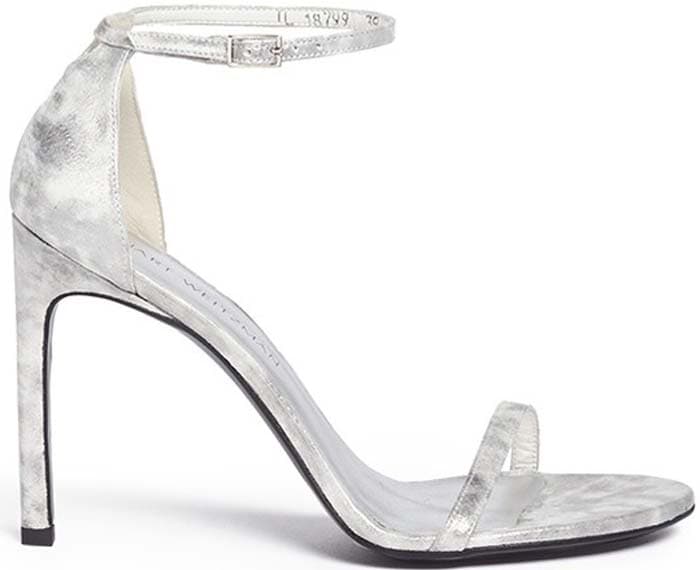 Stuart Weitzman 'Nudist' Clouded Marble Print Leather Sandals