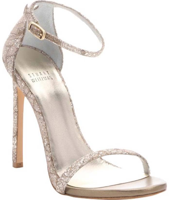 Stuart Weitzman Quartz Sugar Lace and Glitter 'Nudist' Stiletto Sandals