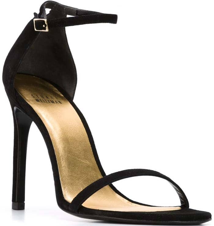 Stuart Weitzman Nudist Ankle-Strap Sandals Black Suede