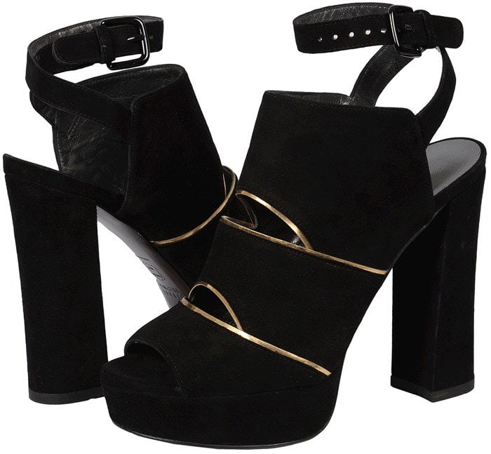 Stuart Weitzman Suede Splits Platform Sandal in Black Suede