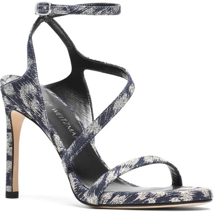 Stuart Weitzman Sultry Asymmetric Sandal Navy Galaxy Denim