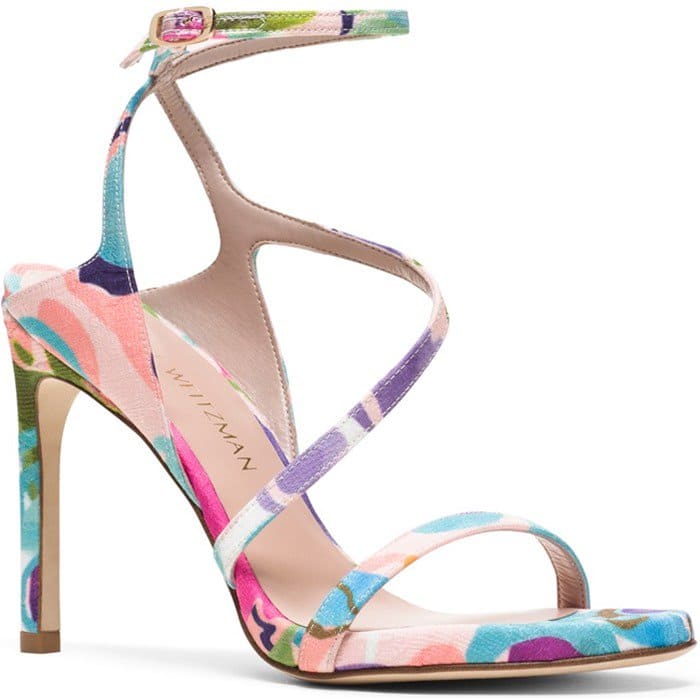 Stuart Weitzman Sultry Asymmetric Sandal Pastel Silk