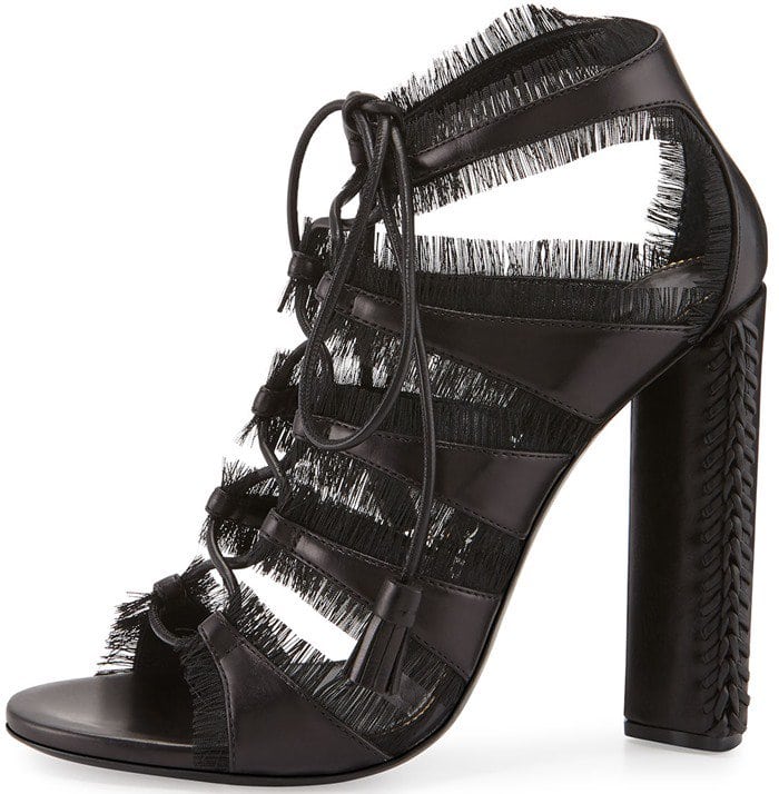 TOM FORD Eyelash-Fringed Lace-Up Sandals