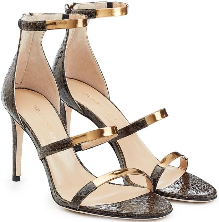 Tamara Mellon 'Intense' Watersnake & Metallic Leather Sandals