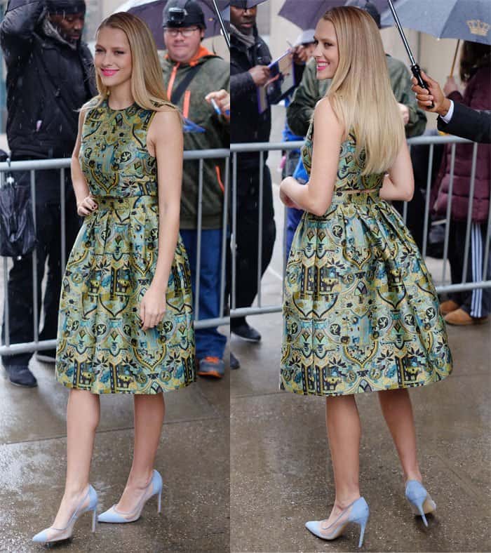Teresa Palmer elegantly dons an exquisite ensemble from the renowned Australian fashion label Camilla and Marc, highlighting her impeccable fashion sense