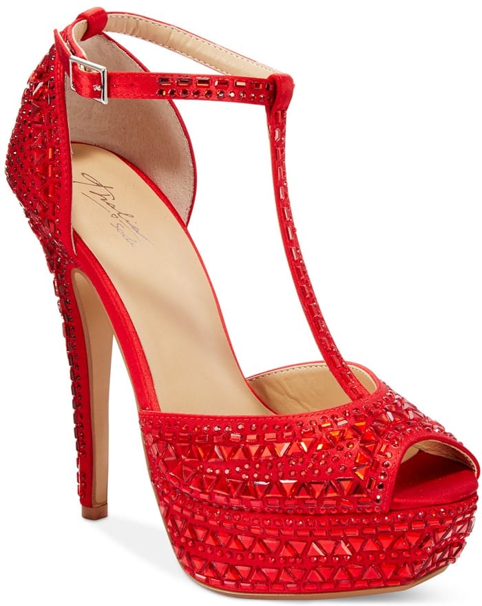 Red Thalia Sodi 'Flor' Embellished Platform Dress Sandals