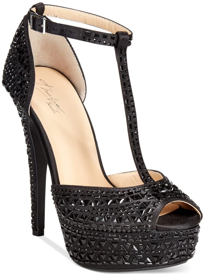 Black Thalia Sodi 'Flor' Embellished Platform Dress Sandals