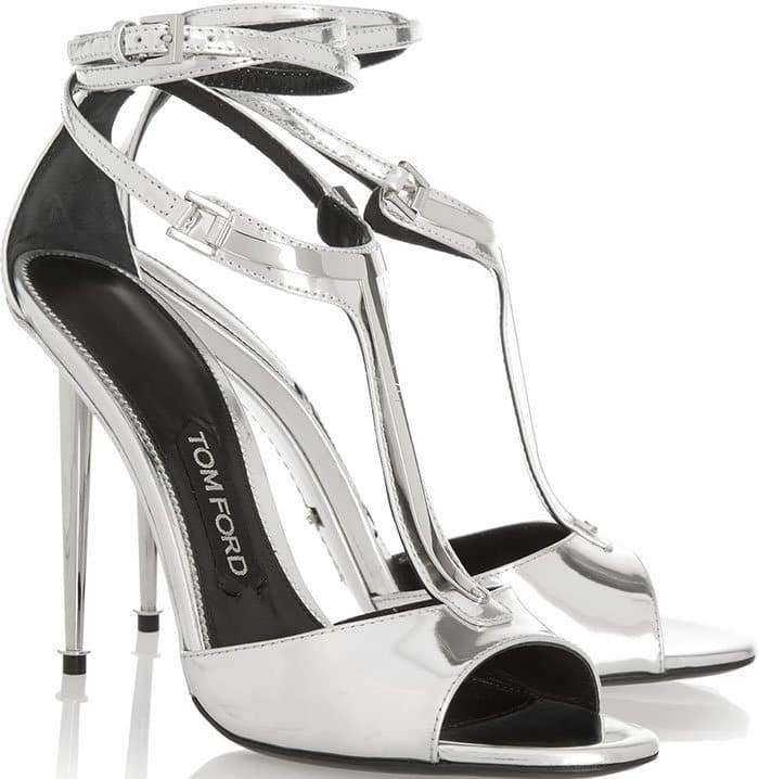 Tom Ford "Elena" Metallic Leather T-bar Sandals