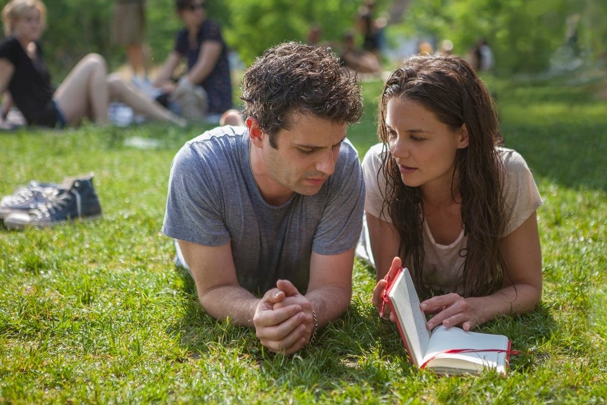 Katie Holmes and Luke Kirby in Touched with Fire, a 2015 American drama film about two poets with bipolar disorder who meet in a psychiatric hospital and form a romantic relationship