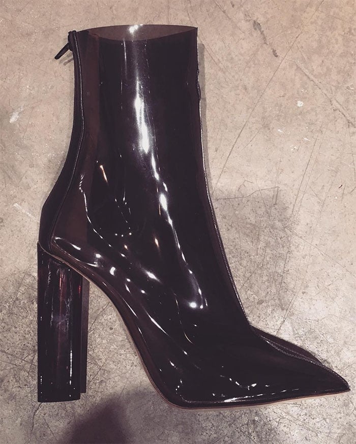 Kim Kardashian’s Instagram pic of the Yeezy Season 3 Plexi-heel boots — posted on February 10, 2016