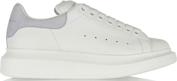 White Alexander McQueen Leather and Suede Exaggerated Sneakers