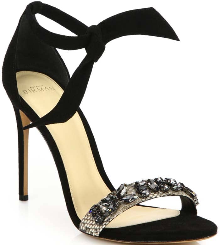 Alexandre Birman 'Clarita' Jeweled Python & Velvet Sandals